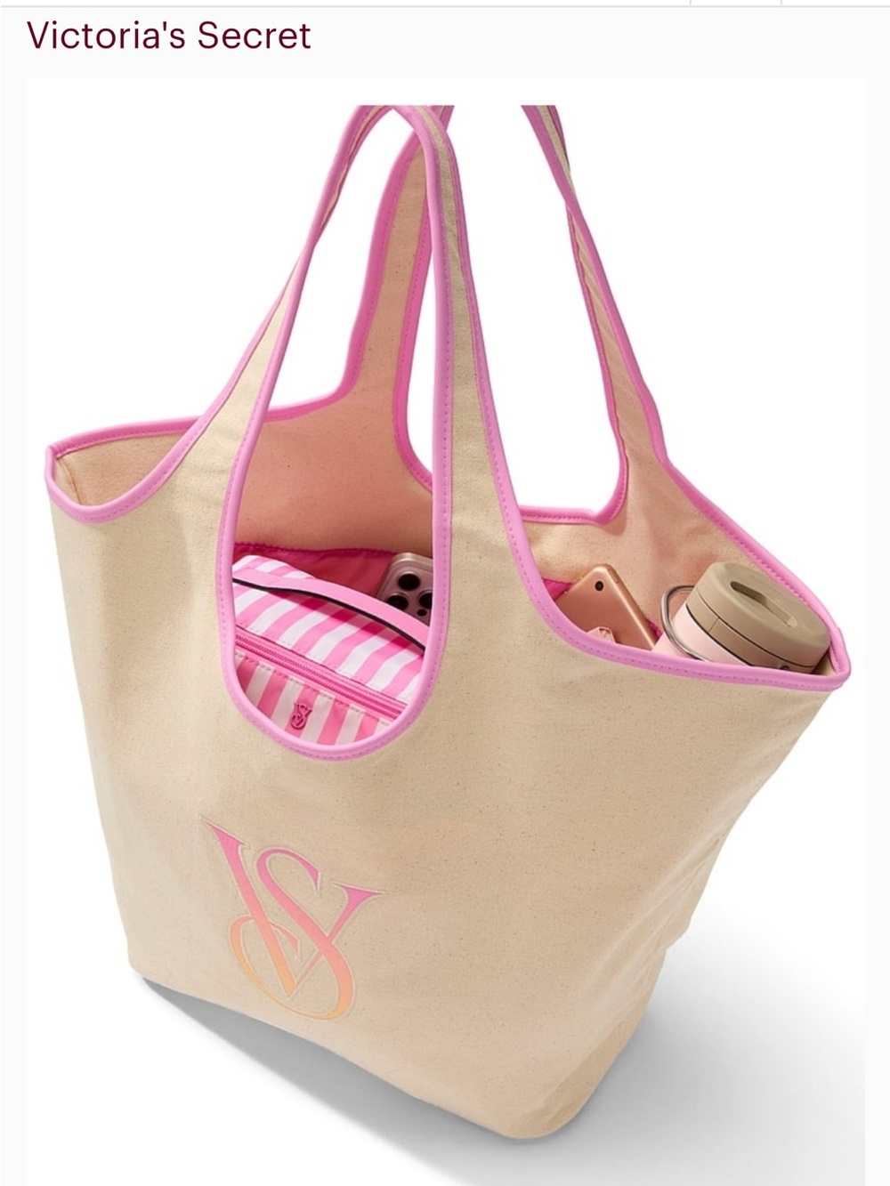 Brand New Victoria’s Secret Ombré Logo Canvas Tote Bag